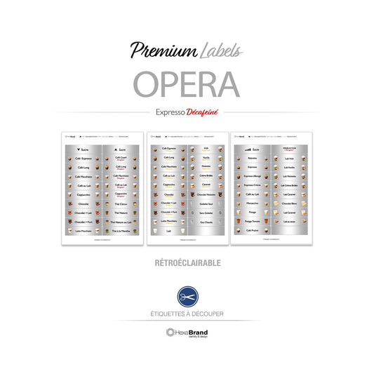 Étiquettes rétroéclairables à découper pour distributeurs automatiques de café Necta Opera. Design Premiu, Grey
