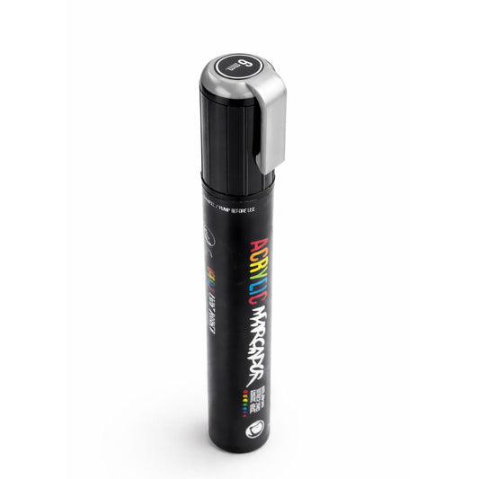 Marqueur acrylique argent RAL 9006 pour distributeurs automatiques