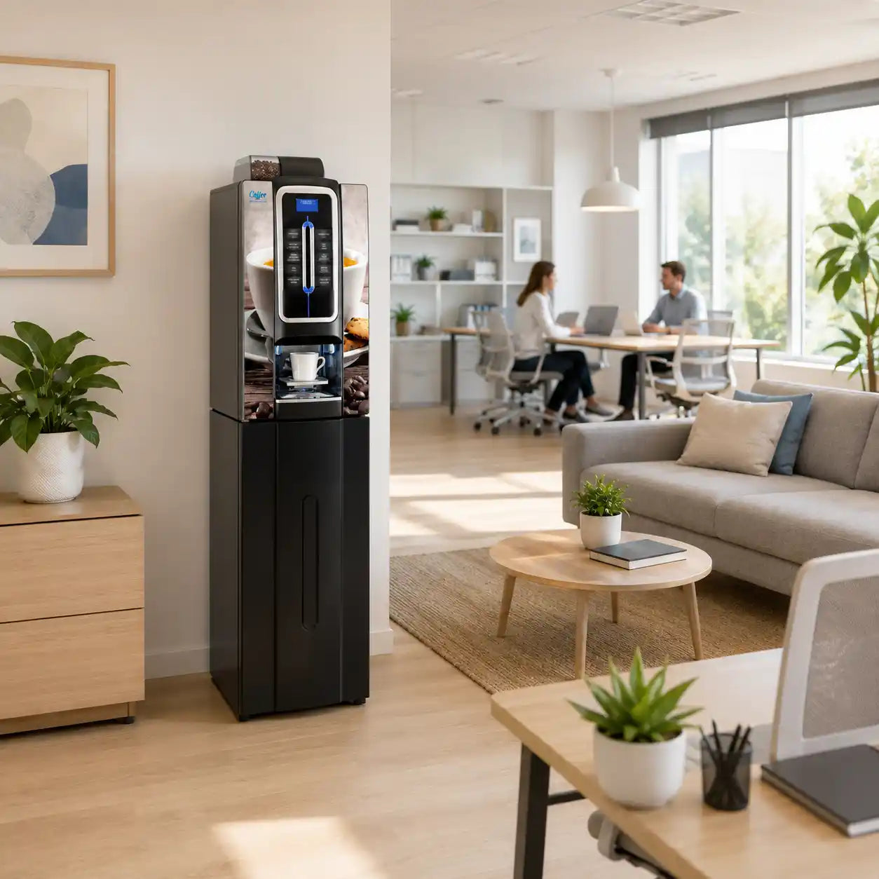Distributeur automatique Necta Solista New Sapphire dans un environnement de bureau