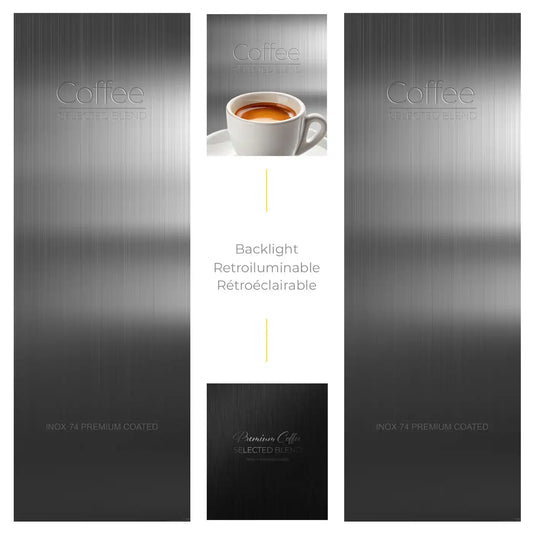 Éléments du kit d’adhésifs frontaux et latéraux pour distributeur automatique Necta Astro Inox Grey