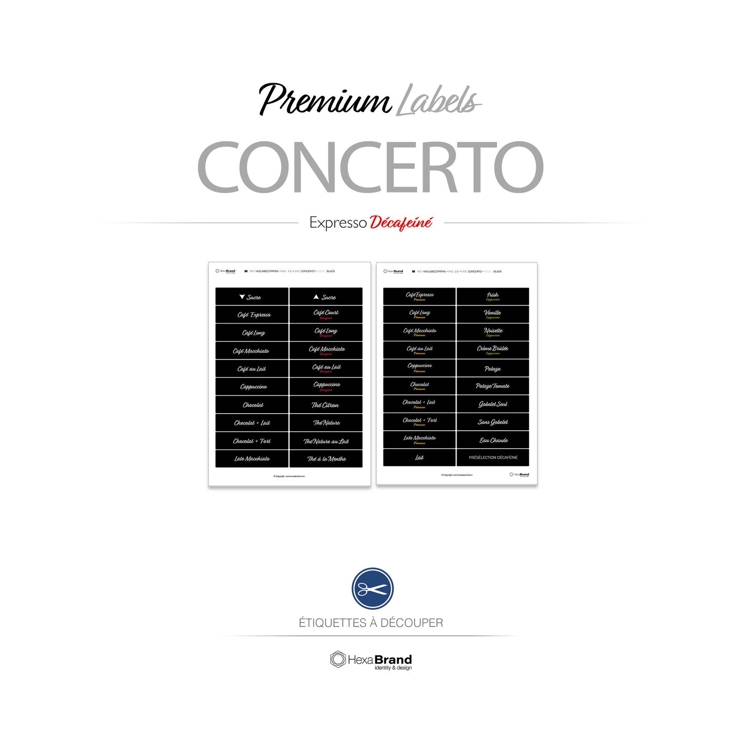 Necta Concerto - Barista 500 - Étiquettes de sélection découpables