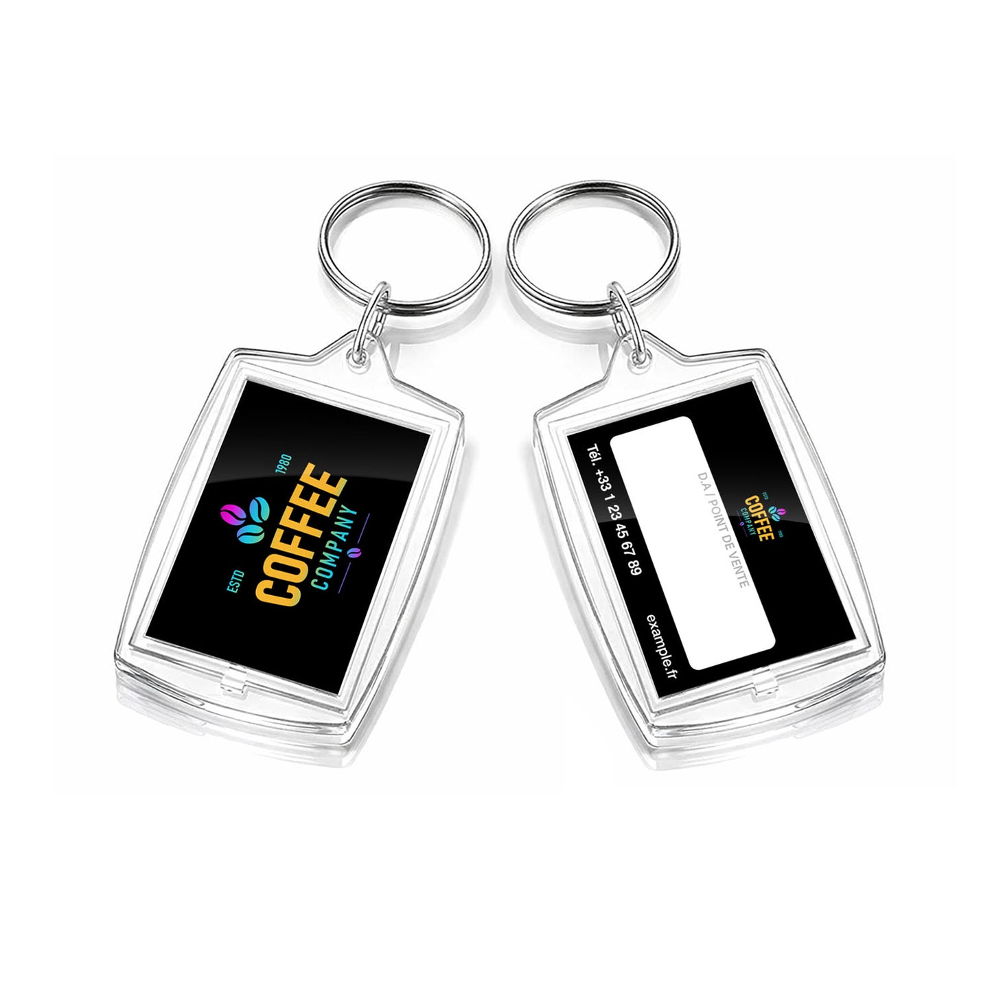 Porte-clés acrylique personnalisé – spécial vending
