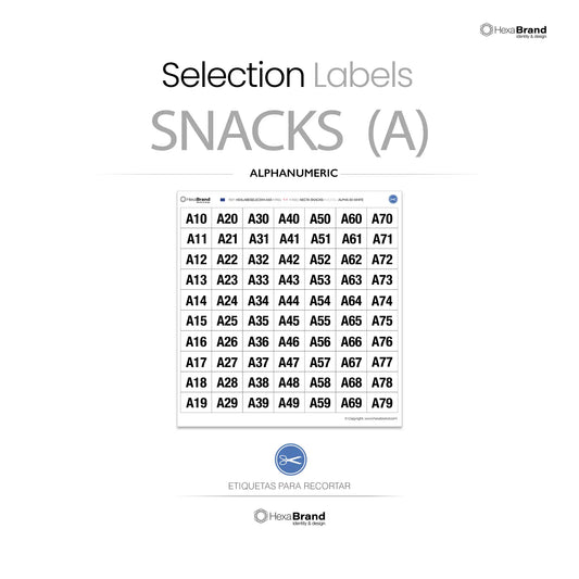 Étiquettes de sélection alphanumeriques blanches pour distributeurs automatiques de snacks Necta