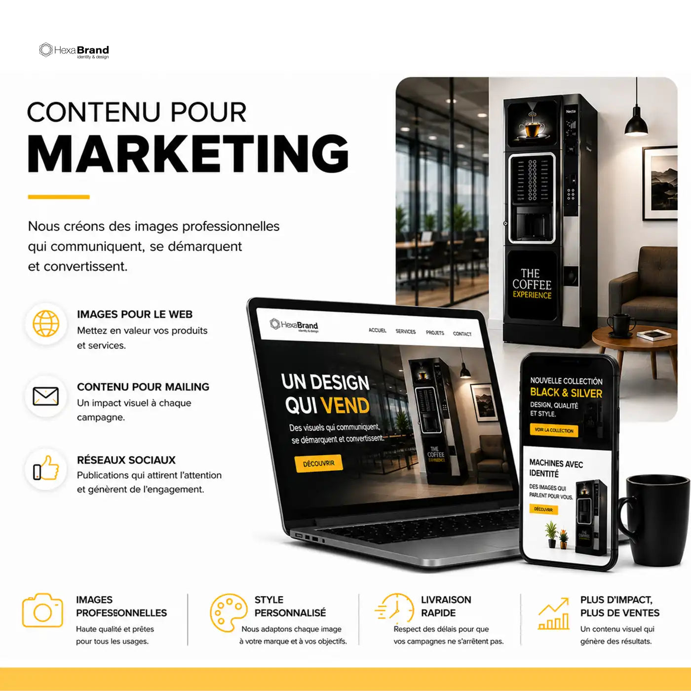 Contenu visuel pour le marketing des entreprises de distribution automatique