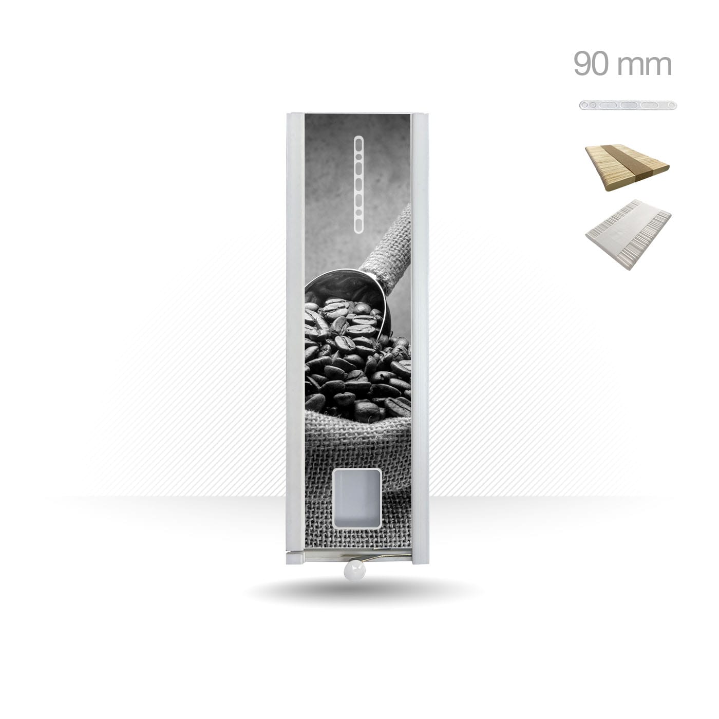Distributeur manuel de palettes 90 mm pour distributeurs automatiques. Design  Coffee Beans