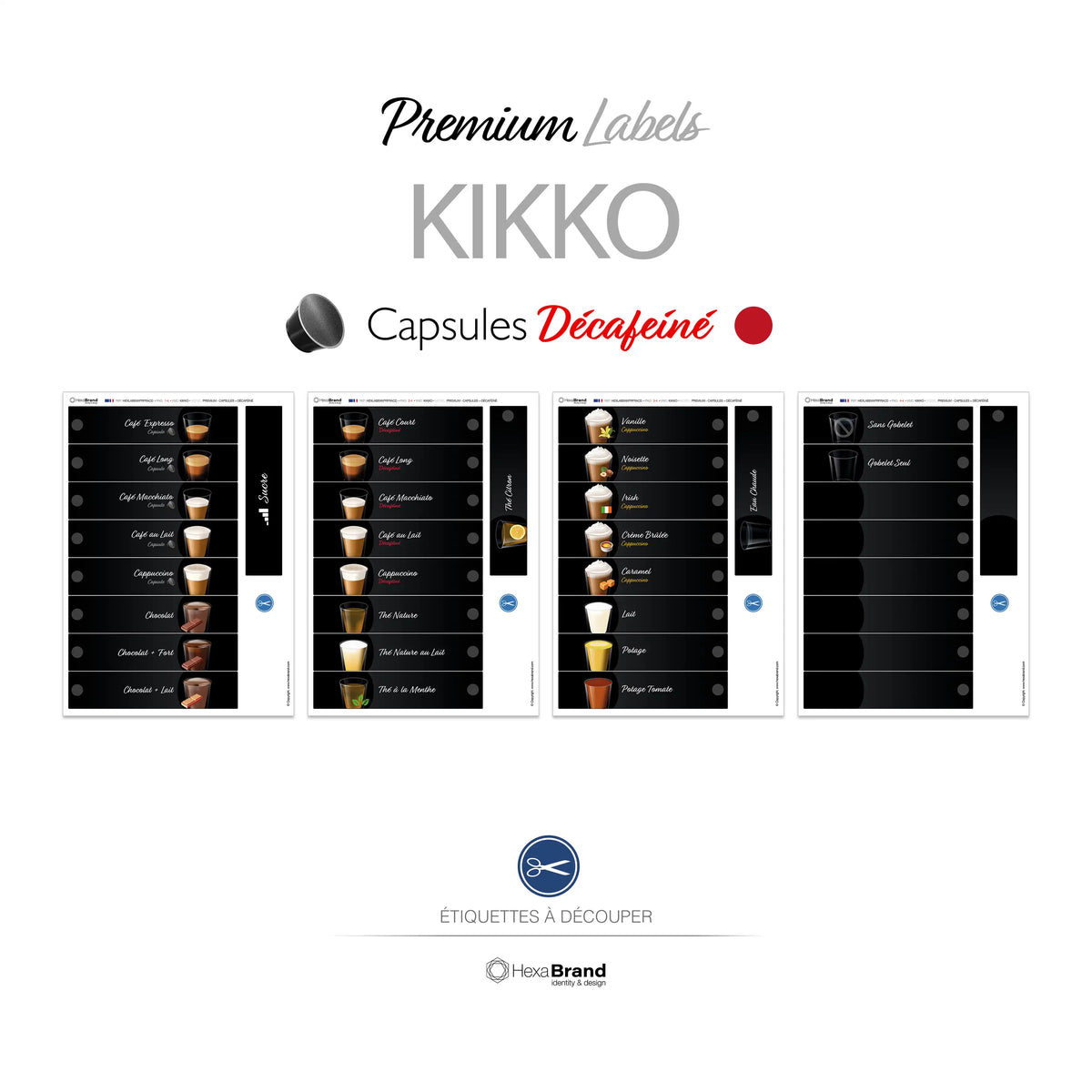Necta Kikko - Étiquettes - Premium - Capsules + Décaféiné