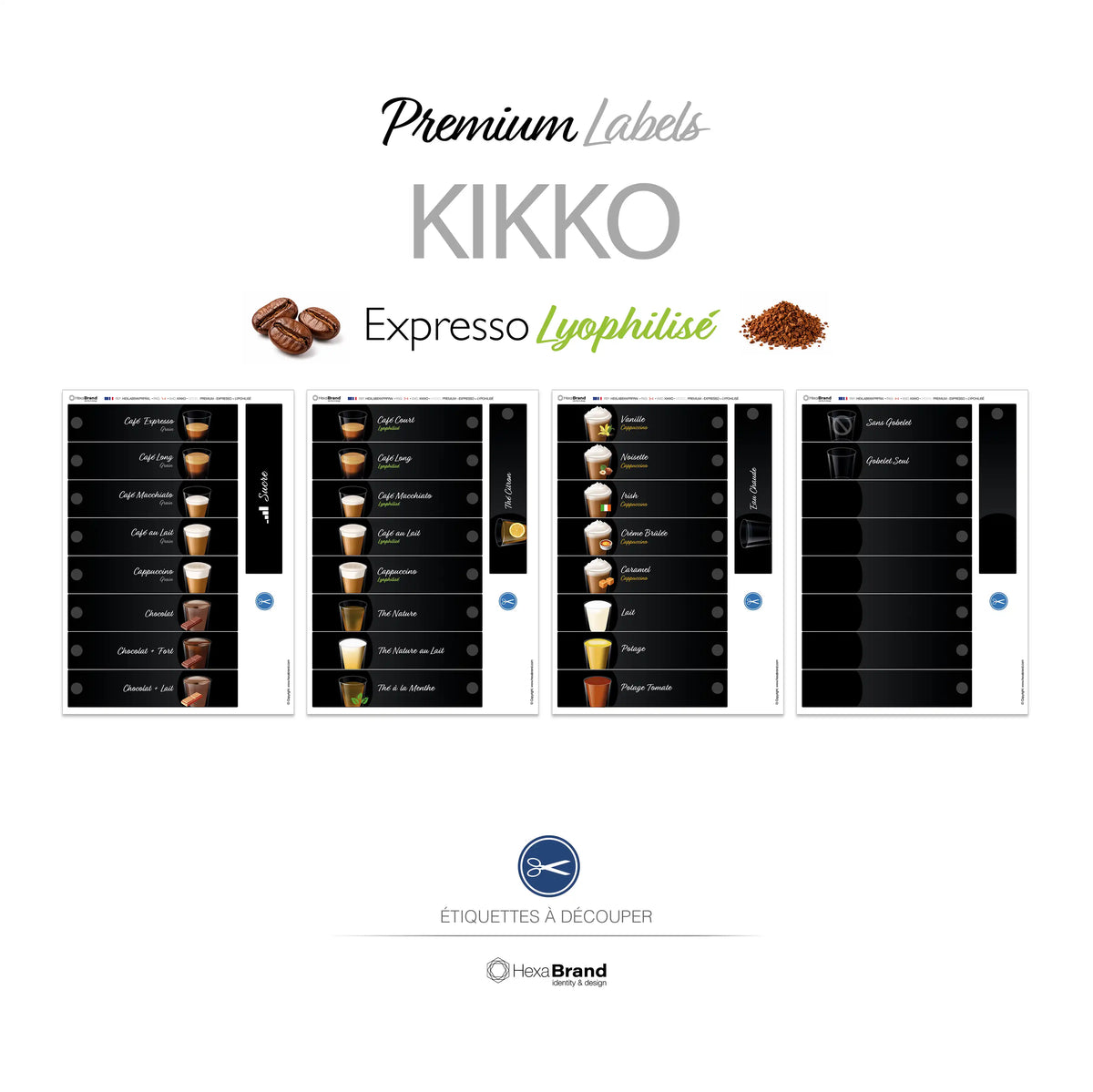 Necta Kikko - Étiquettes - Premium - Expresso + Lyophilisé