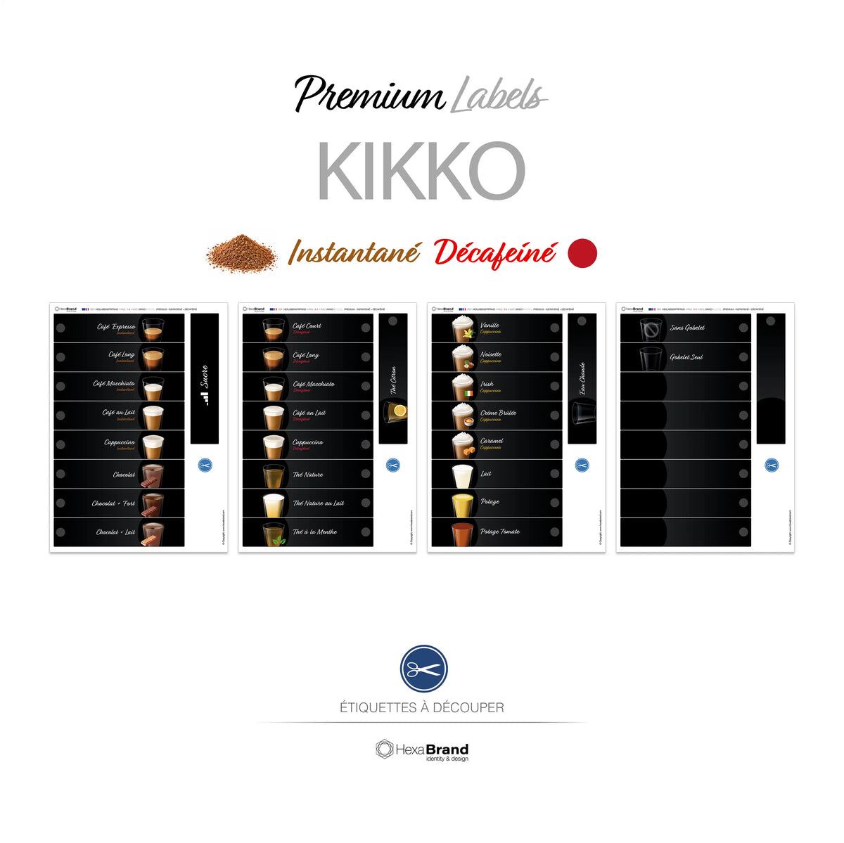 Necta Kikko - Étiquettes - Premium - Instantané + Décaféiné
