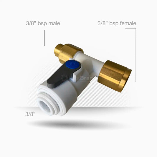 Vanne d'arrêt coudée John Guest ASV7 Push-Fit 3/8" BSP vers tube Ø 3/8"