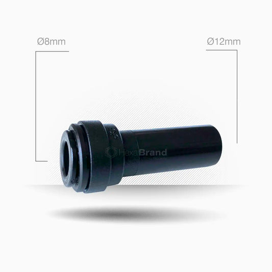 Raccord réducteur John Guest pour tube Ø 12 mm vers Ø 8 mm Push-Fit