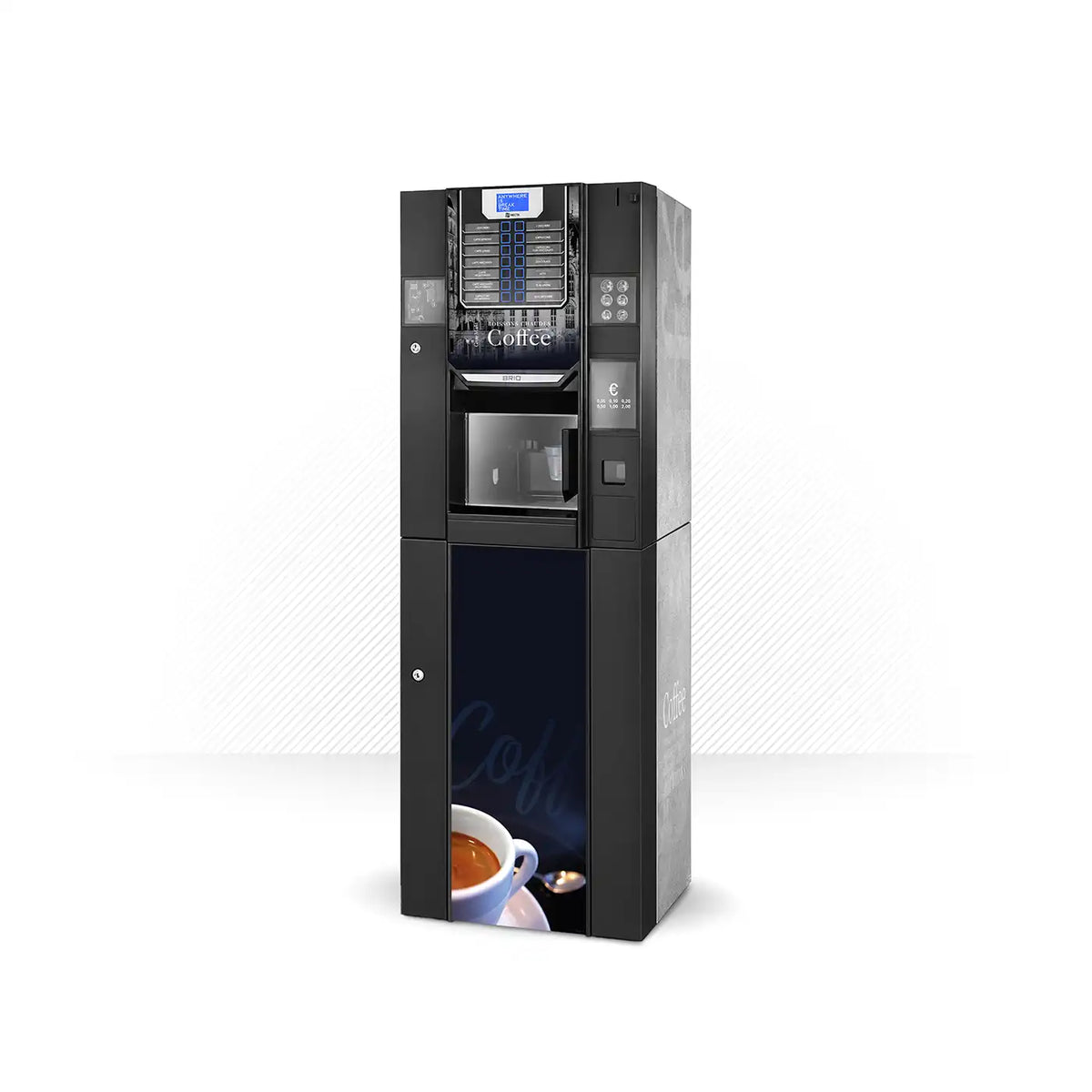 Kit complet d’adhésifs pour distributeur automatique Necta Brio UP. Design Brugge