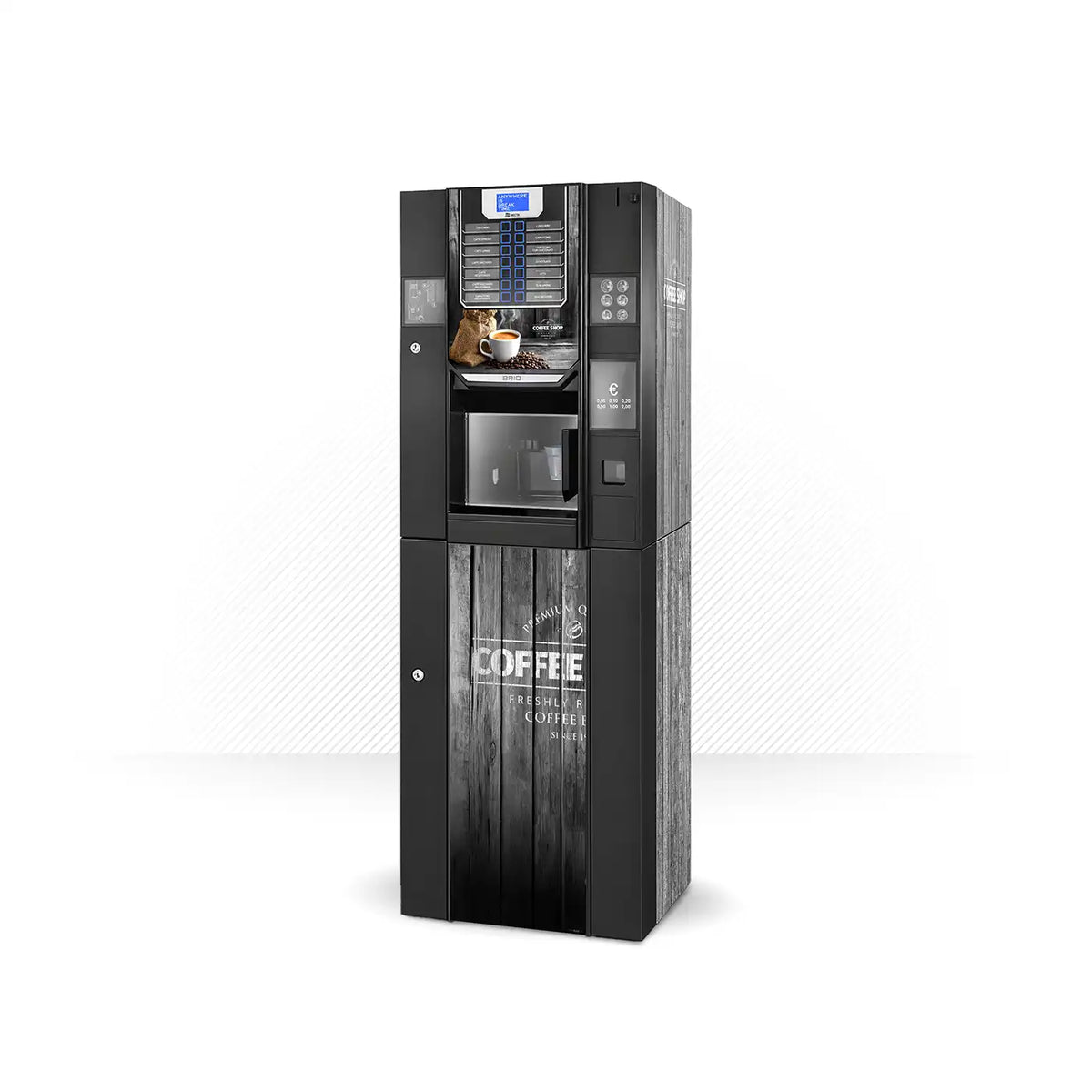 Kit complet d’adhésifs pour distributeur automatique Necta Brio UP. Design Coffee Shop