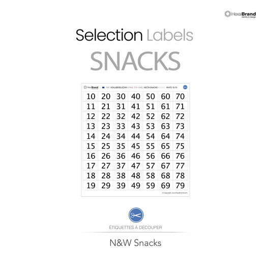 Étiquettes de sélection blanches pour distributeurs automatiques de snacks Necta
