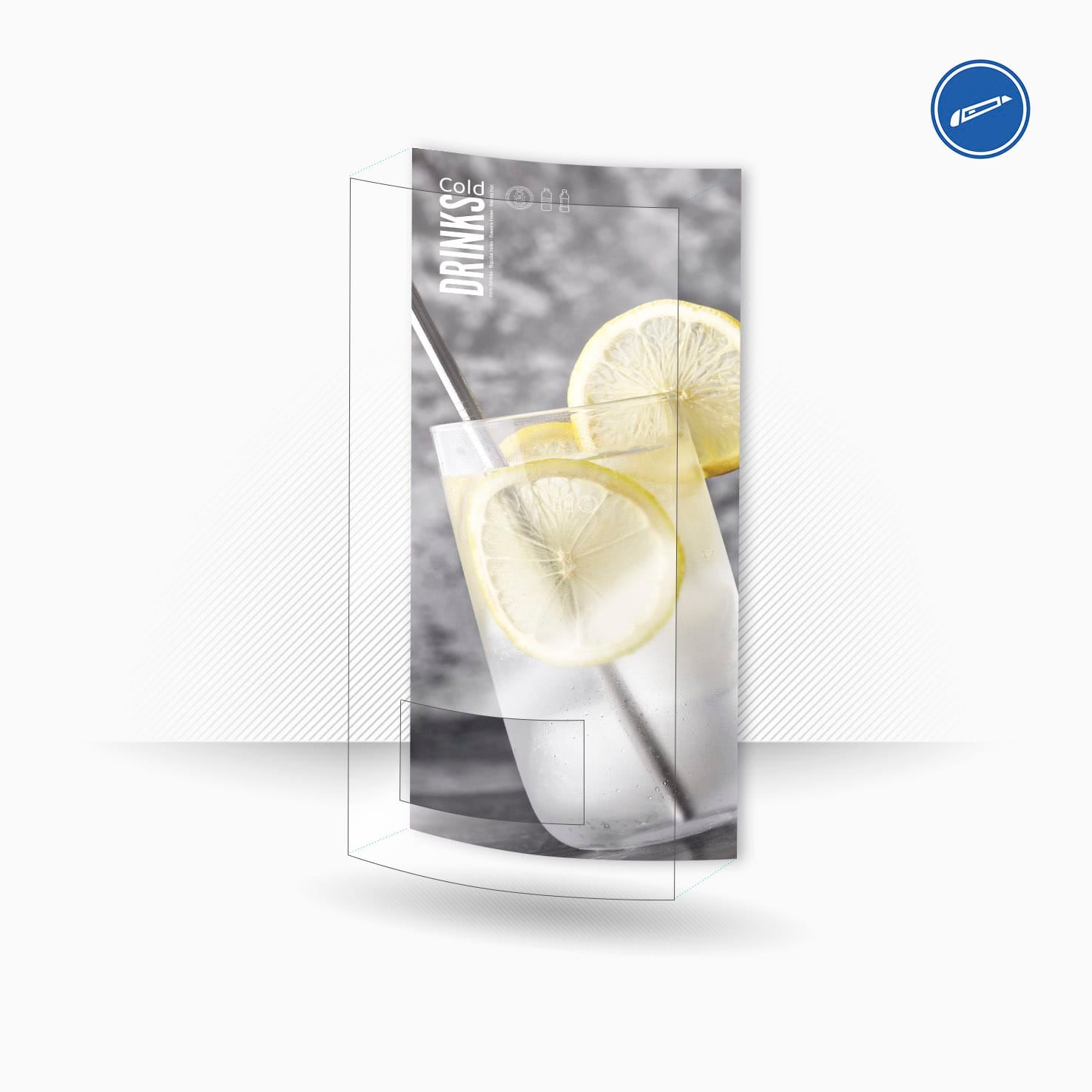 Vinyle universel inversé pour installation intérieure sur distributeurs automatiques de canettes et de bouteilles. Design Fresh Lemon