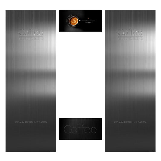 Éléments du kit d’adhésifs frontaux et latéraux pour distributeur automatique Necta Barista Pro 600 Inox Cream 