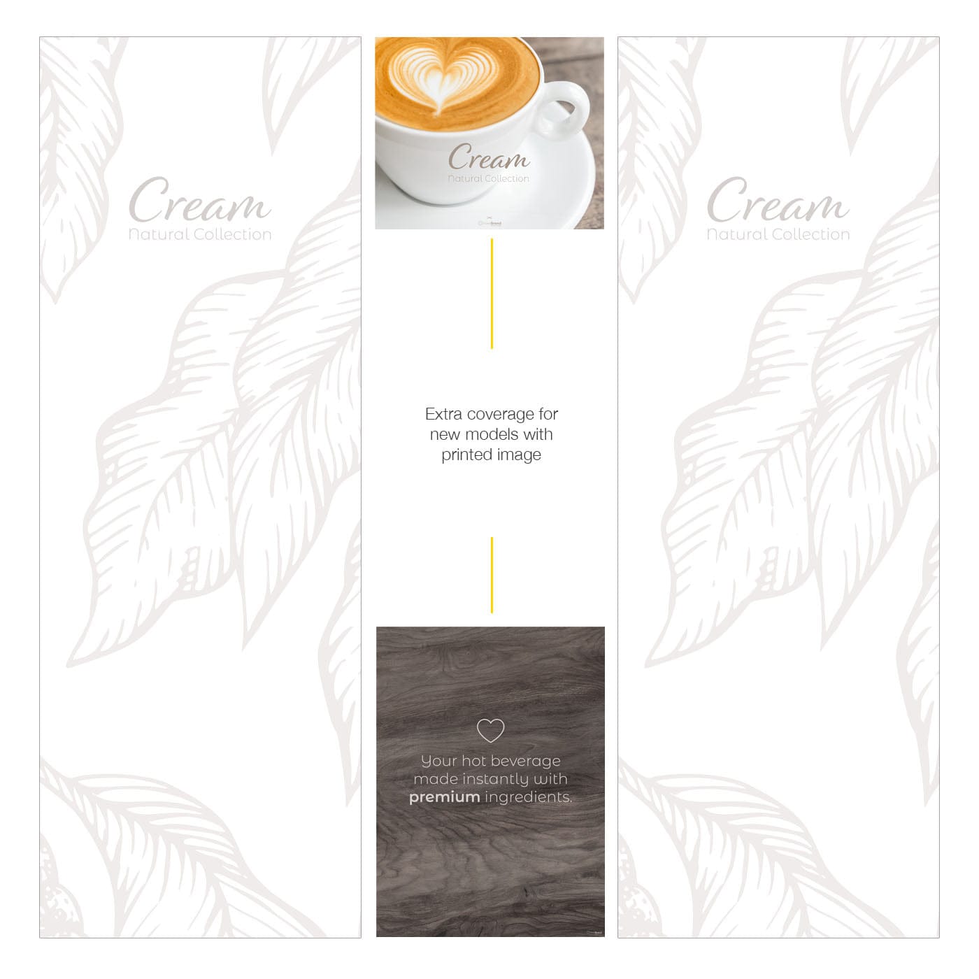Éléments du kit d’adhésifs frontaux et latéraux pour distributeur automatique Necta Kikko Cream