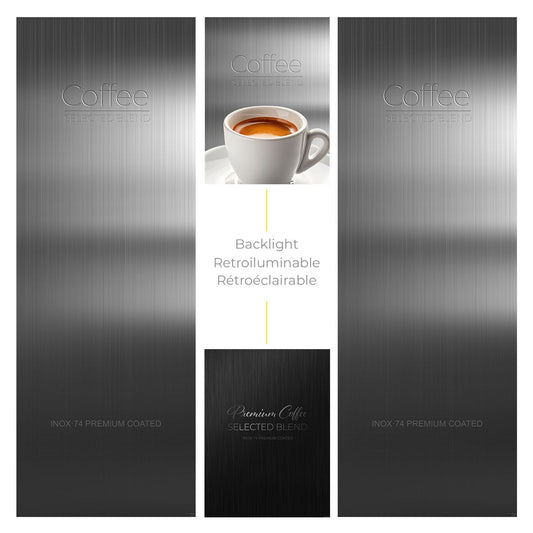 Éléments du kit d’adhésifs frontaux et latéraux pour distributeur automatique Necta Opera Inox Grey