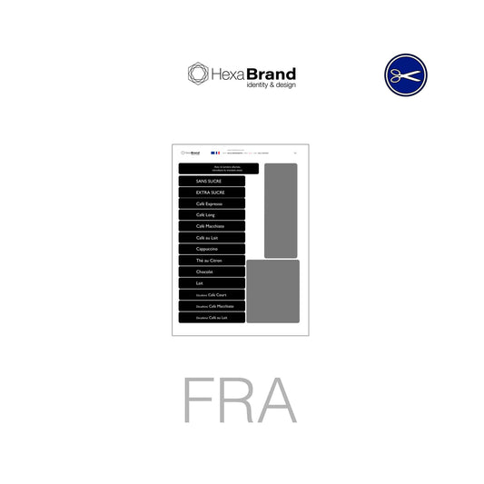 Étiquettes à découper pour distributeurs automatiques de café Necta Brio 200/250 . Design Black