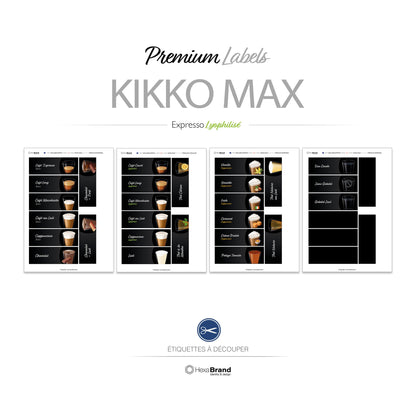 Étiquettes à découper pour distributeurs automatiques de café Necta Kikko Max. Design Premium, Expresso Lyophilisé